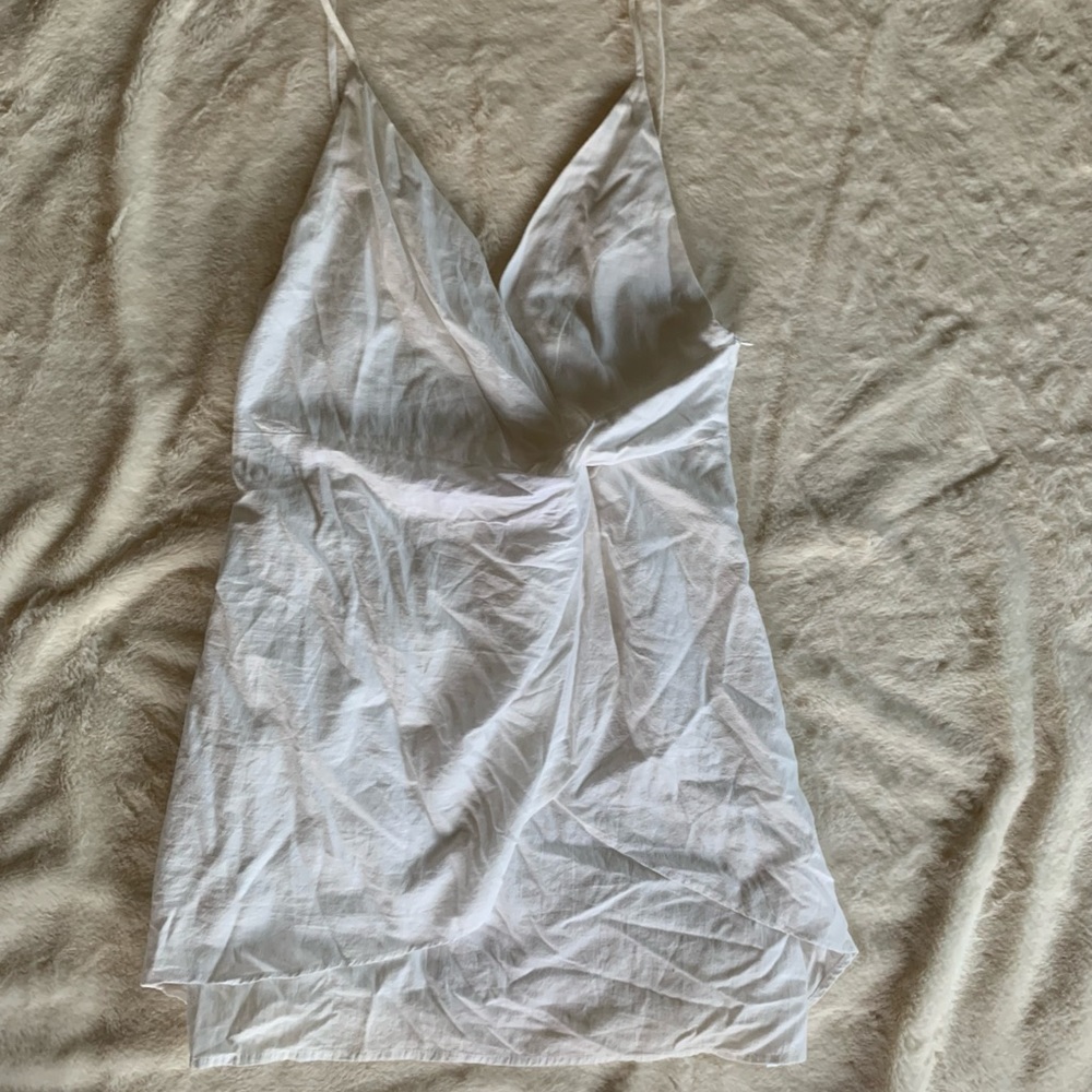 Grade & Gather White Babydoll Mini Sundress Twist Front Size M